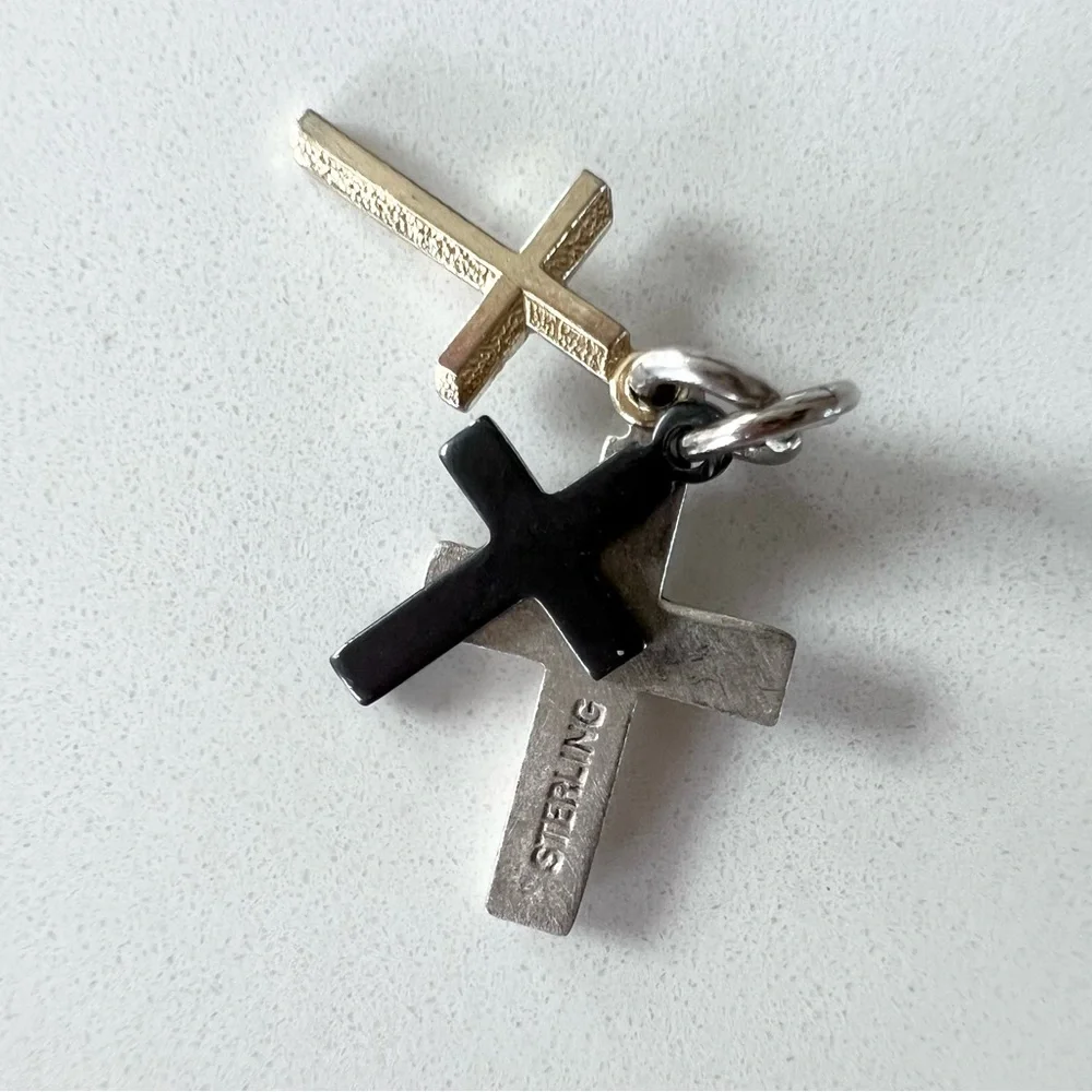 ⭐️ 3 Vintage Sterling Silver Mini Cross Charms - Picture 3 of 6